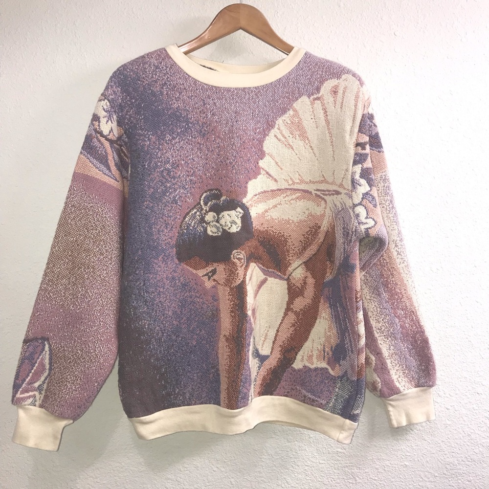 Vintage Sugar Street Weavers Tapestry Ballerina Sweater Design Pullover